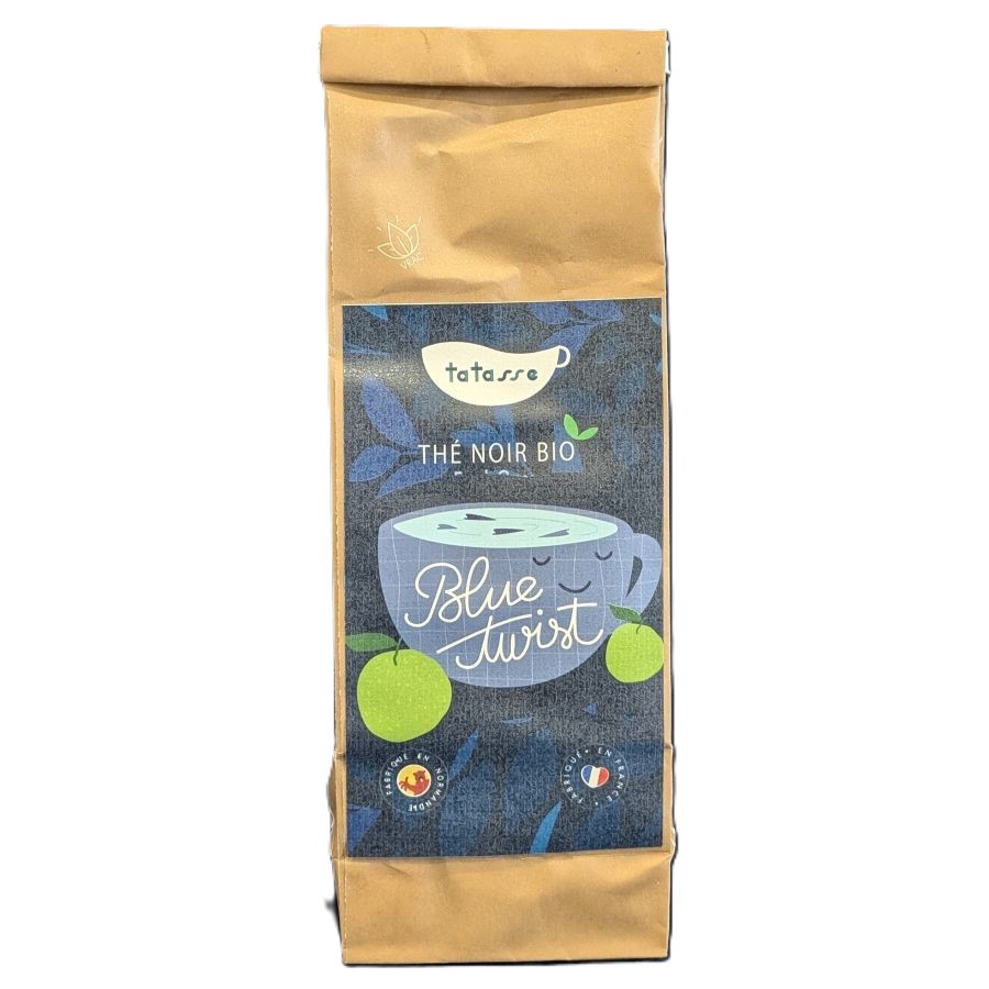 Thé noir BIO Blue Twist 100g sachet vrac - Tatasse